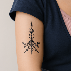 Flèche Florale Mystique 5 - Temporalis® - Tatouage Temporaire