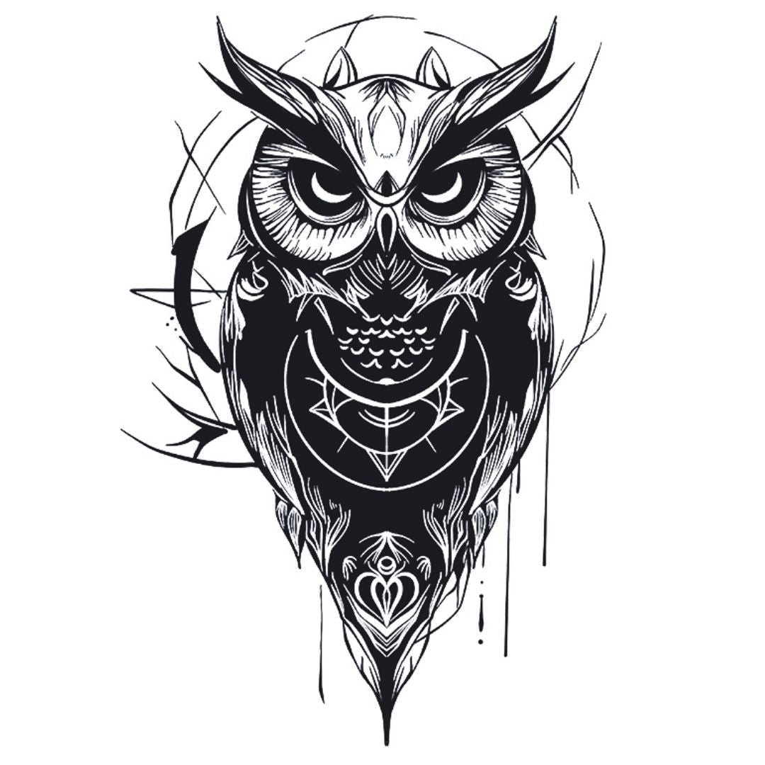 Neo - Traditional Geometric Owl Tattoo - 2 | Temporalis