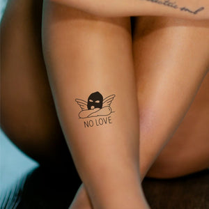 No Love' Masked Angel Temporary Tattoo with Wings - 1 | Temporalis