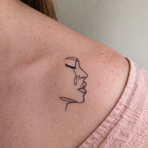 One Line Face Tattoo - 1 | Temporalis