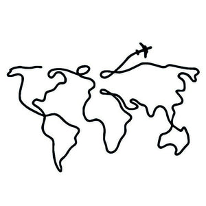One - line world map and airplane temporary tattoo - 2 | Temporalis