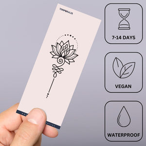 Ornamental Lotus Temporary Tattoo – Fine Line & Dotwork - 3 | Temporalis
