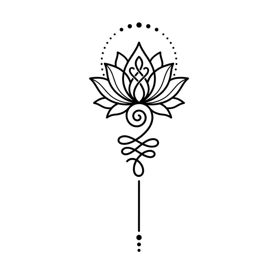 Ornamental Lotus Temporary Tattoo – Fine Line & Dotwork - 2 | Temporalis