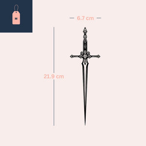 Ornamental sword temporary tattoo, fine line - 4 | Temporalis