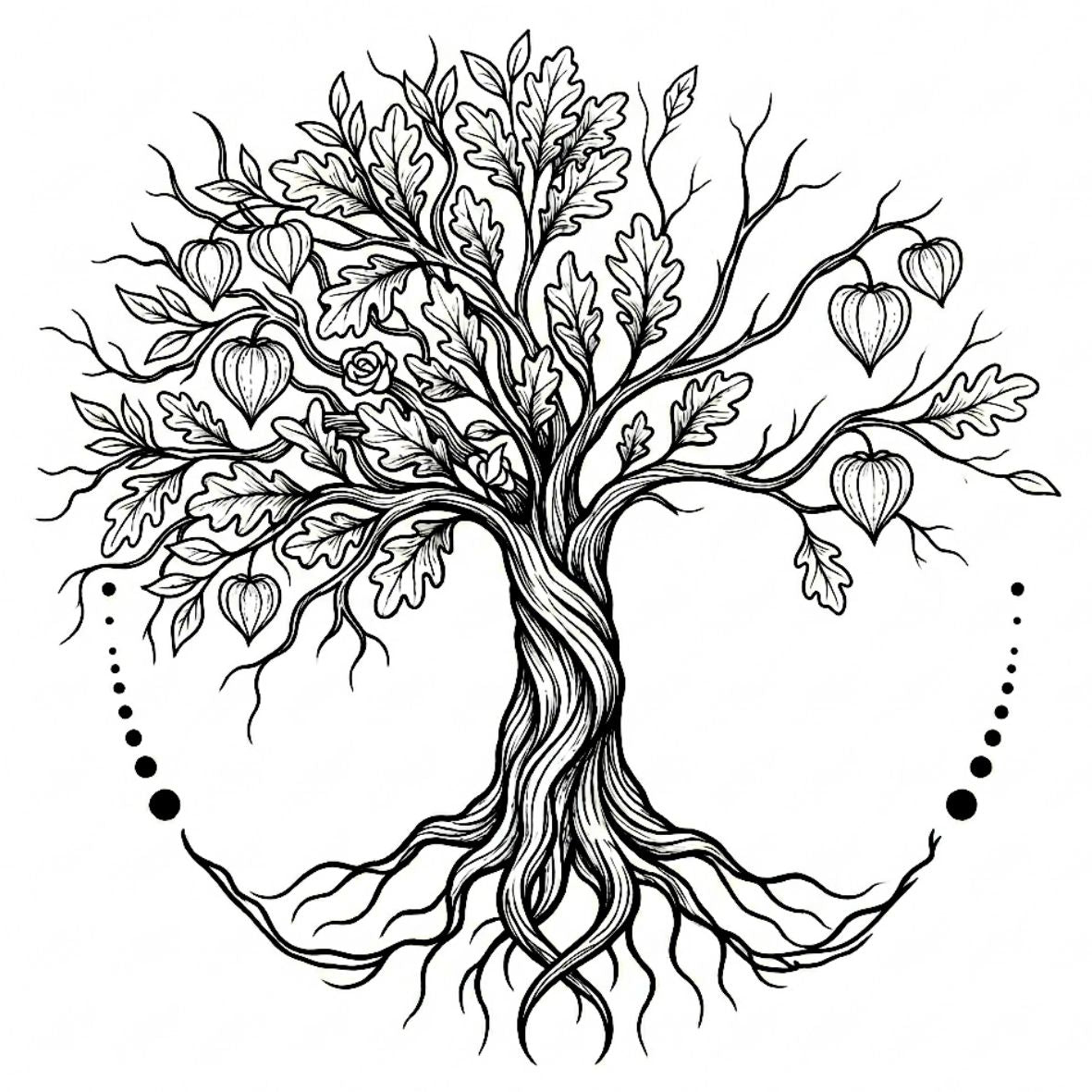 Ornamental tree with roots temporary tattoo - 2 | Temporalis