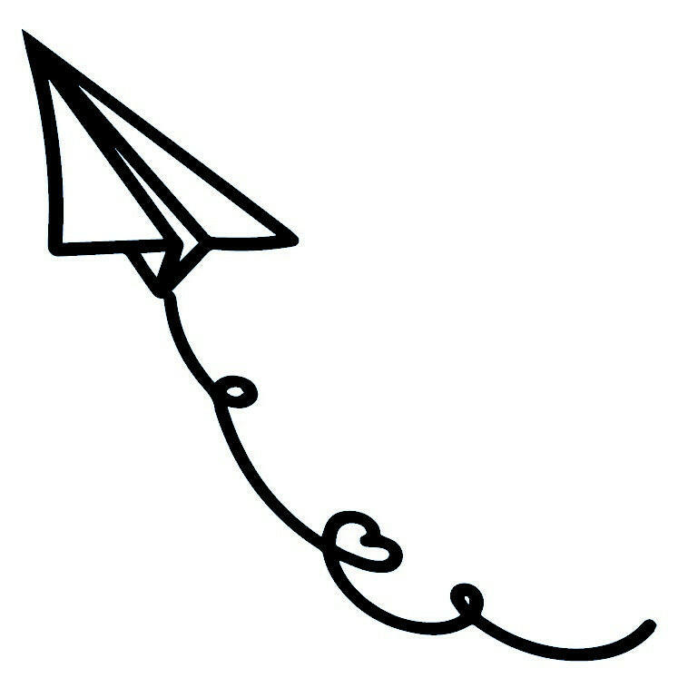 Paper plane temporary tattoo with heart trail - 2 | Temporalis
