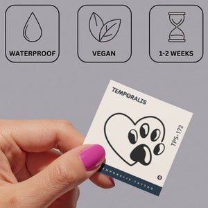 Pawprint Love Emblem 3 - Temporalis® - Tillfällig tatuering