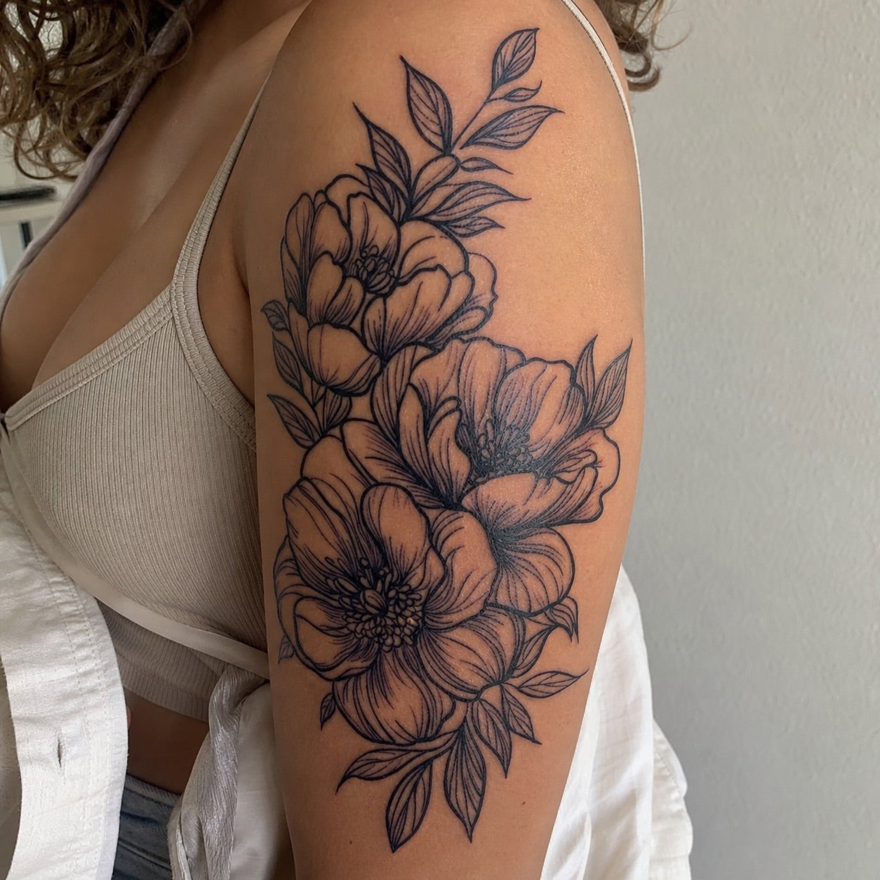 Peony Bouquet Tattoo - 1 | Temporalis