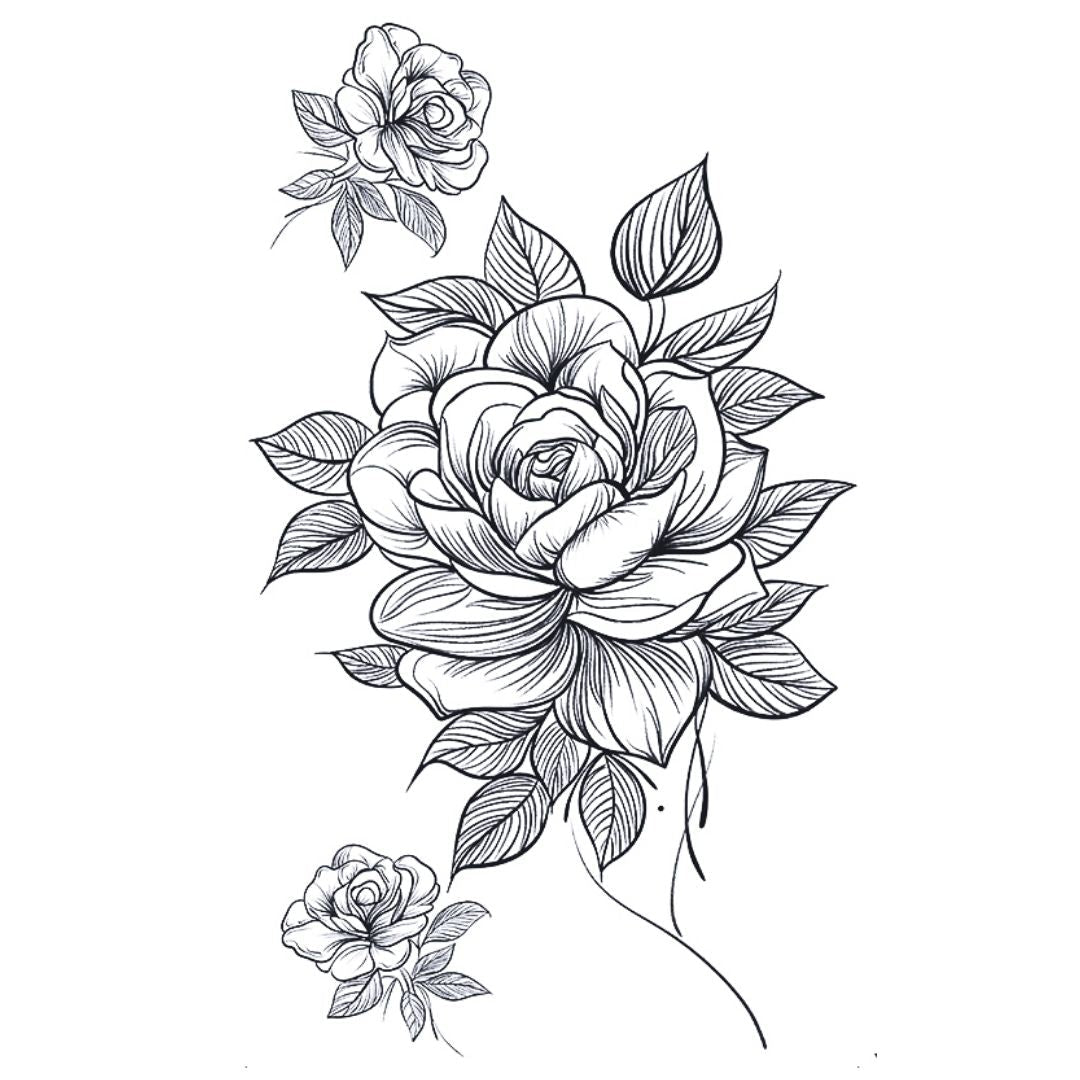 Peony Rose Bouquet Tattoo - 2 | Temporalis