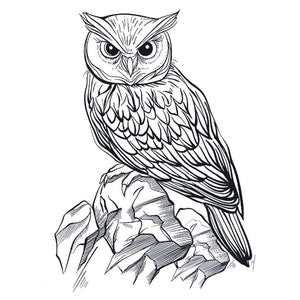 Perched Owl on Rock Tattoo - 2 | Temporalis