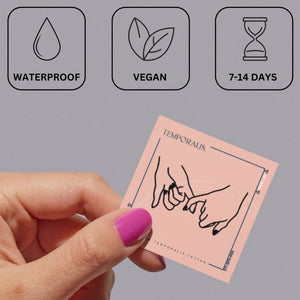 Pinky Promise fine - line temporary tattoo with black nails - 3 | Temporalis