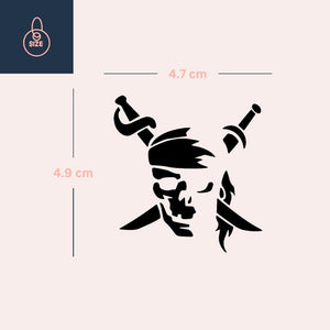 Pirate skull with crossed swords temporary tattoo 3 - Temporalis