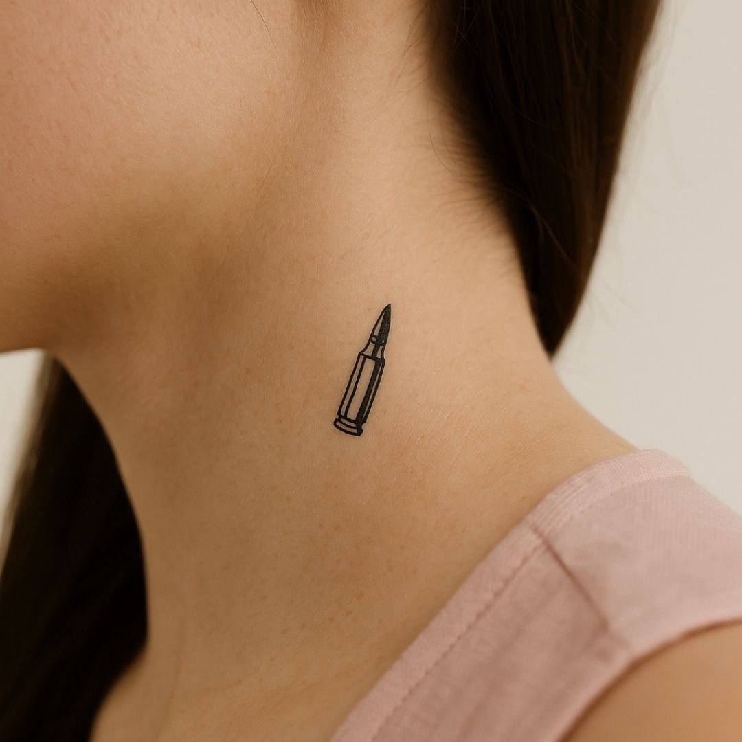 Pistol bullet temporary tattoo - 1 | Temporalis