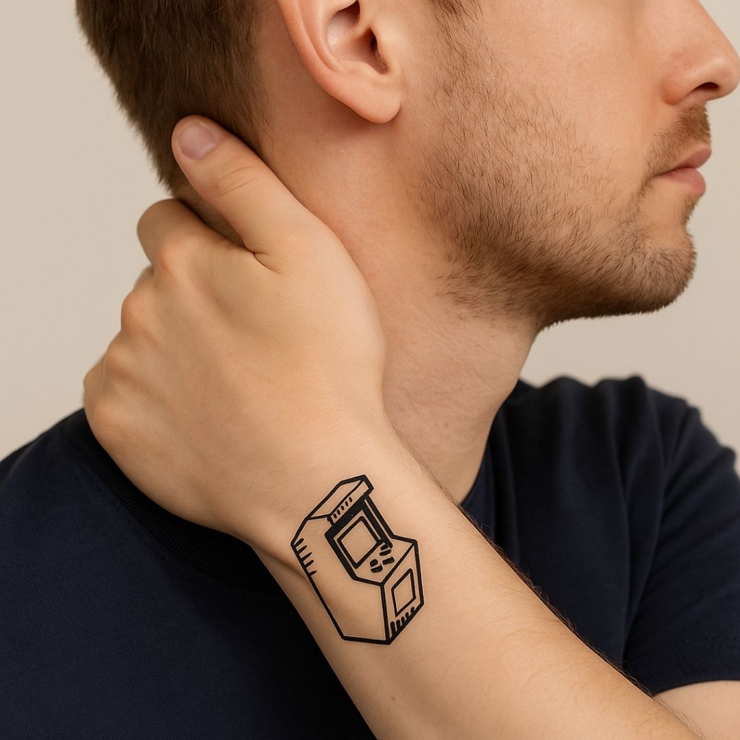 Retro arcade cabinet temporary tattoo - 1 | Temporalis
