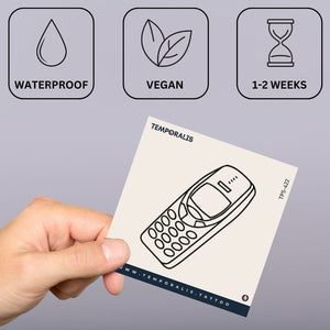 Retro mobile phone temporary tattoo - 3 | Temporalis
