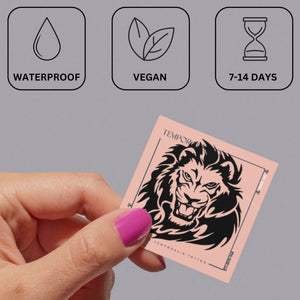 Roaring lion head temporary tattoo 4 - Temporalis