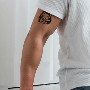 Roaring lion head temporary tattoo - 1 | Temporalis