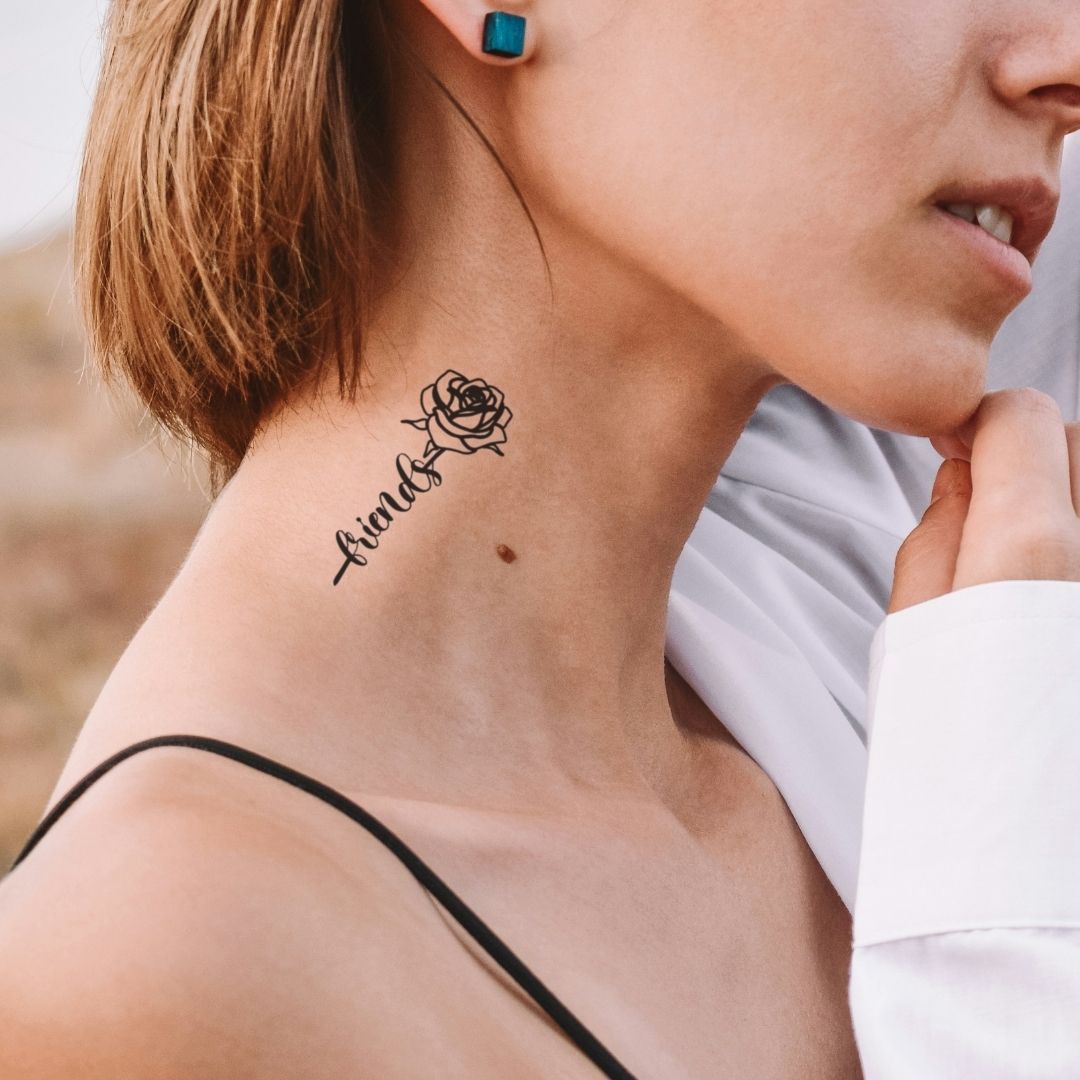 Rose 'friends' script temporary tattoo - 1 | Temporalis