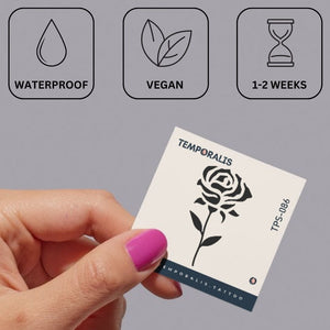 Rose temporary tattoo with stem and leaves - 3 | Temporalis