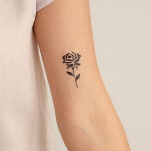 Rose temporary tattoo with stem and leaves - 1 | Temporalis