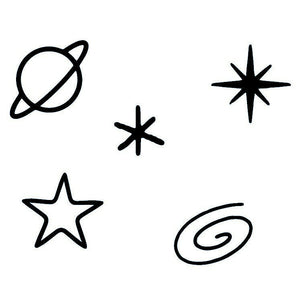 Saturn & stars fine line temporary tattoo - 2 | Temporalis
