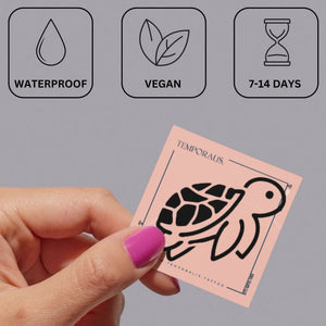 Sea Turtle Temporary Tattoo, Geometric Shell, Fine Line - 3 | Temporalis