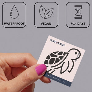 Sea Turtle Temporary Tattoo, Geometric Shell, Fine Line - 3 | Temporalis