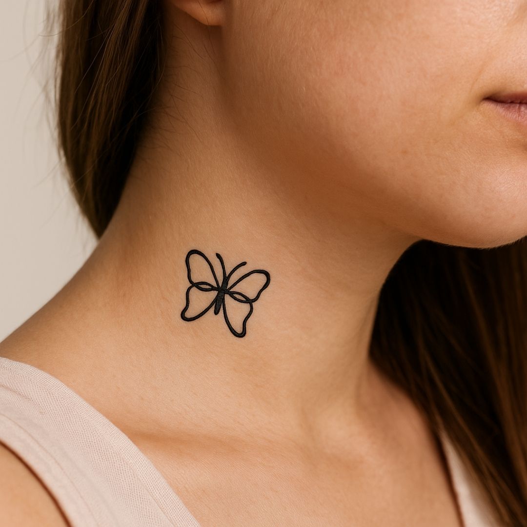 Single - line butterfly temporary tattoo - 1 | Temporalis