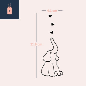 Sitting elephant with hearts temporary tattoo - 4 | Temporalis