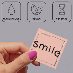 Smile temporary tattoo in rounded sans - serif - 3 | Temporalis