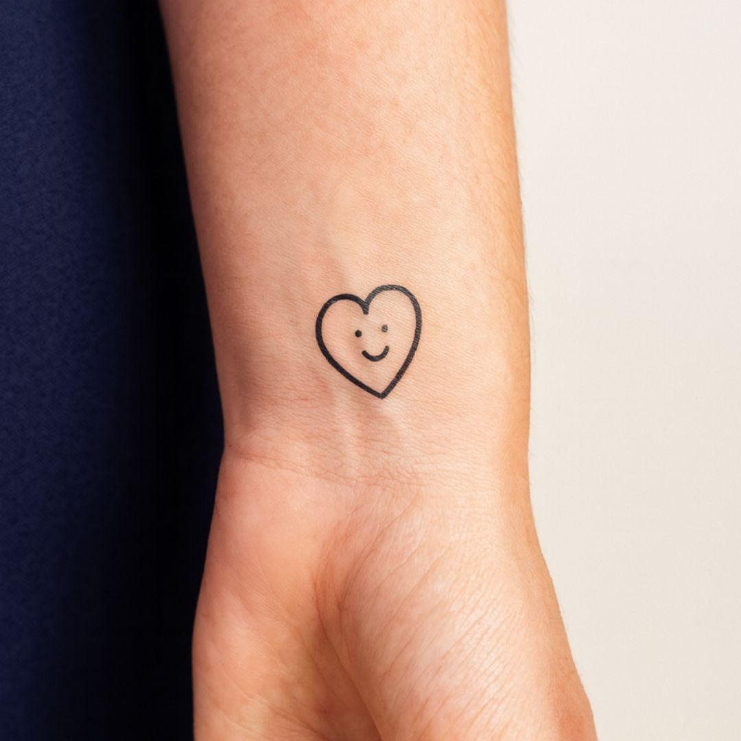 Smiling heart temporary tattoo - 1 | Temporalis