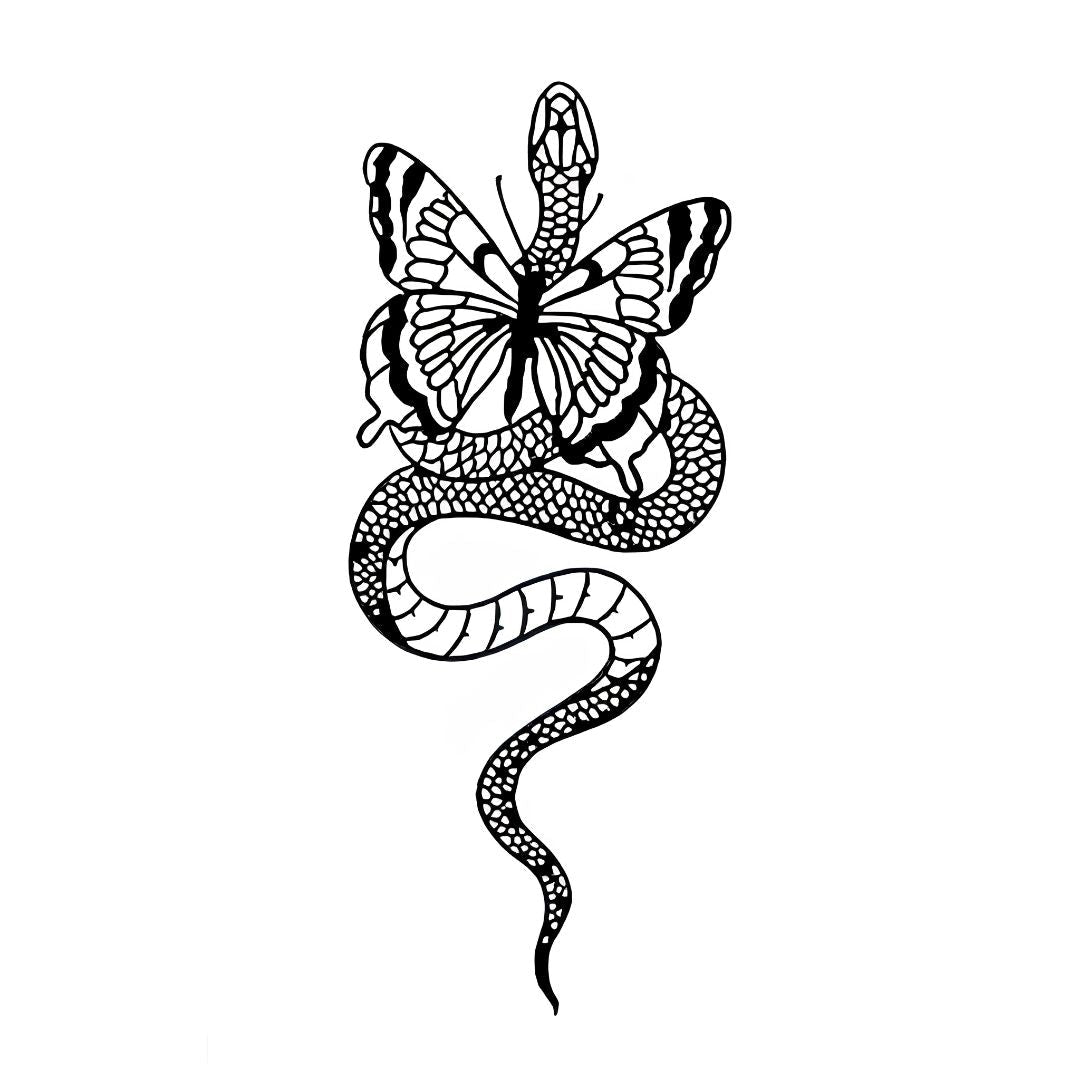 Snake and Butterfly Tattoo - 2 | Temporalis