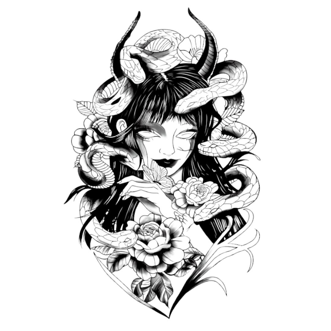 Snake Goddess Tattoo - 2 | Temporalis