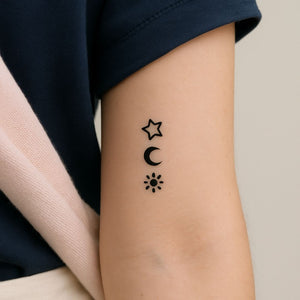 Star, moon and sun temporary tattoo - 1 | Temporalis