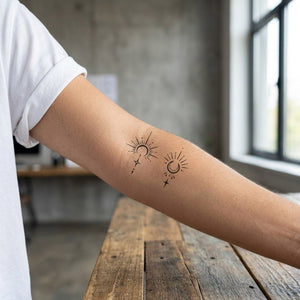 Sun and Moon Celestial Duo Tattoo - 1 | Temporalis