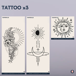 Sun & Moon - XL Tattoo Kit (3 tattoos) 1 - Temporalis