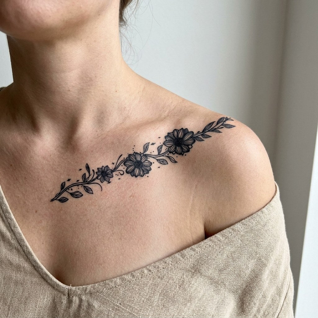 Sunflower Vine Garland Tattoo - 1 | Temporalis