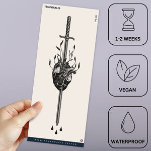 Sword Through Heart Temporary Tattoo - 3 | Temporalis