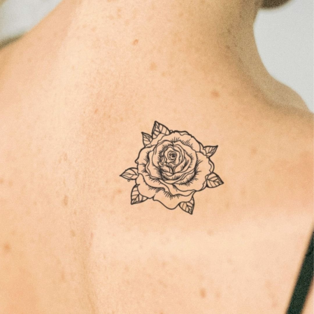 Temporary rose tattoo with leaves - 1 | Temporalis