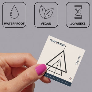 Temporary tattoo with layered geometric triangles and dotted line - 3 | Temporalis
