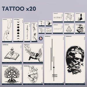 L'intellectuel - Coffret de tatouages premium pour hommes (20 tatouages) 1 - Temporalis® - Tatouage temporaire