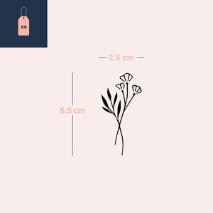 Three Flowers Fine Line Temporary Tattoo - 4 | Temporalis