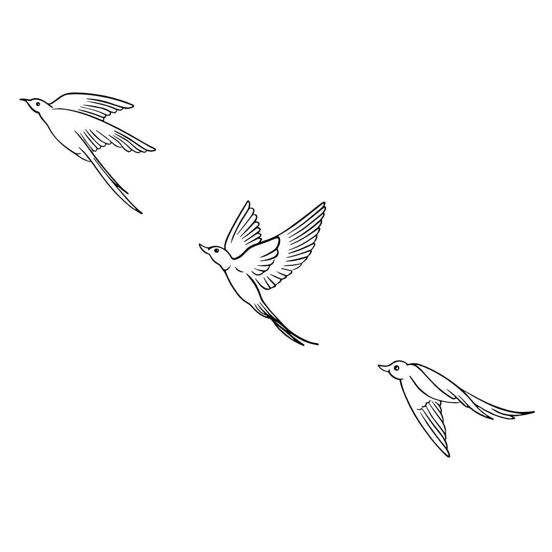 Three swallows in flight temporary tattoo - 2 | Temporalis
