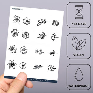 Tiny Botanical Flowers Set Tattoo - 3 | Temporalis