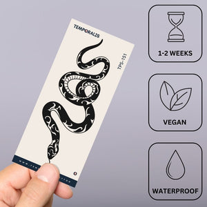Tribal coiled serpent temporary tattoo - 3 | Temporalis