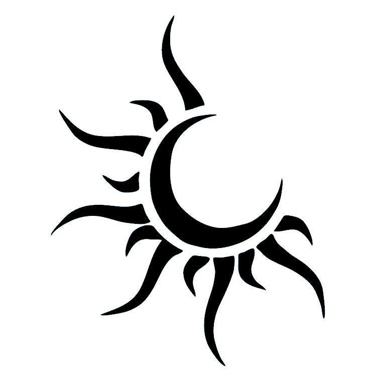 Tribal Sun & Crescent Moon Temporary Tattoo - 2 | Temporalis