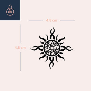 Tribal sun temporary tattoo with arrows and spirals - 4 | Temporalis