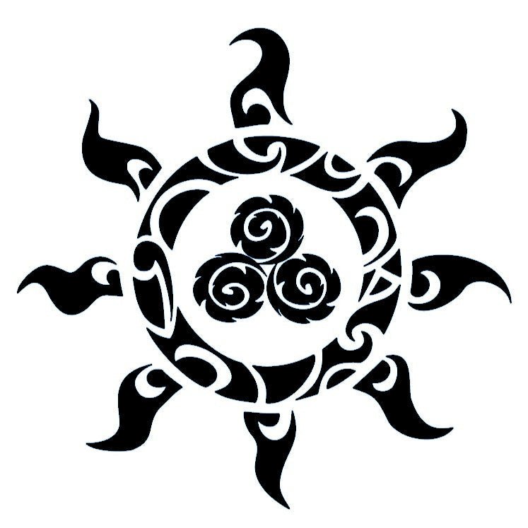Tribal sun temporary tattoo with triskelion - 2 | Temporalis