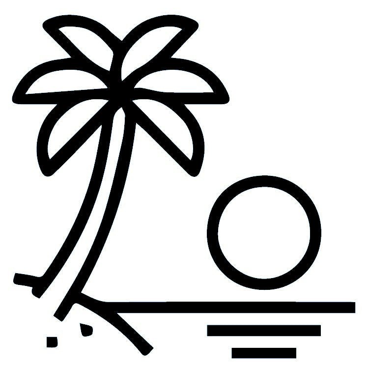 Tropical beach temporary tattoo with palm tree and sun - 2 | Temporalis