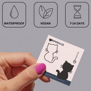 Two cats back - to - back temporary tattoo with hearts - 3 | Temporalis